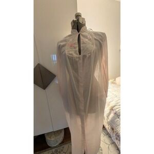 Vtg 70s Diane Von Furstenberg Pink Semi Sheer Night Gown CottageCore Pet/SM Retr